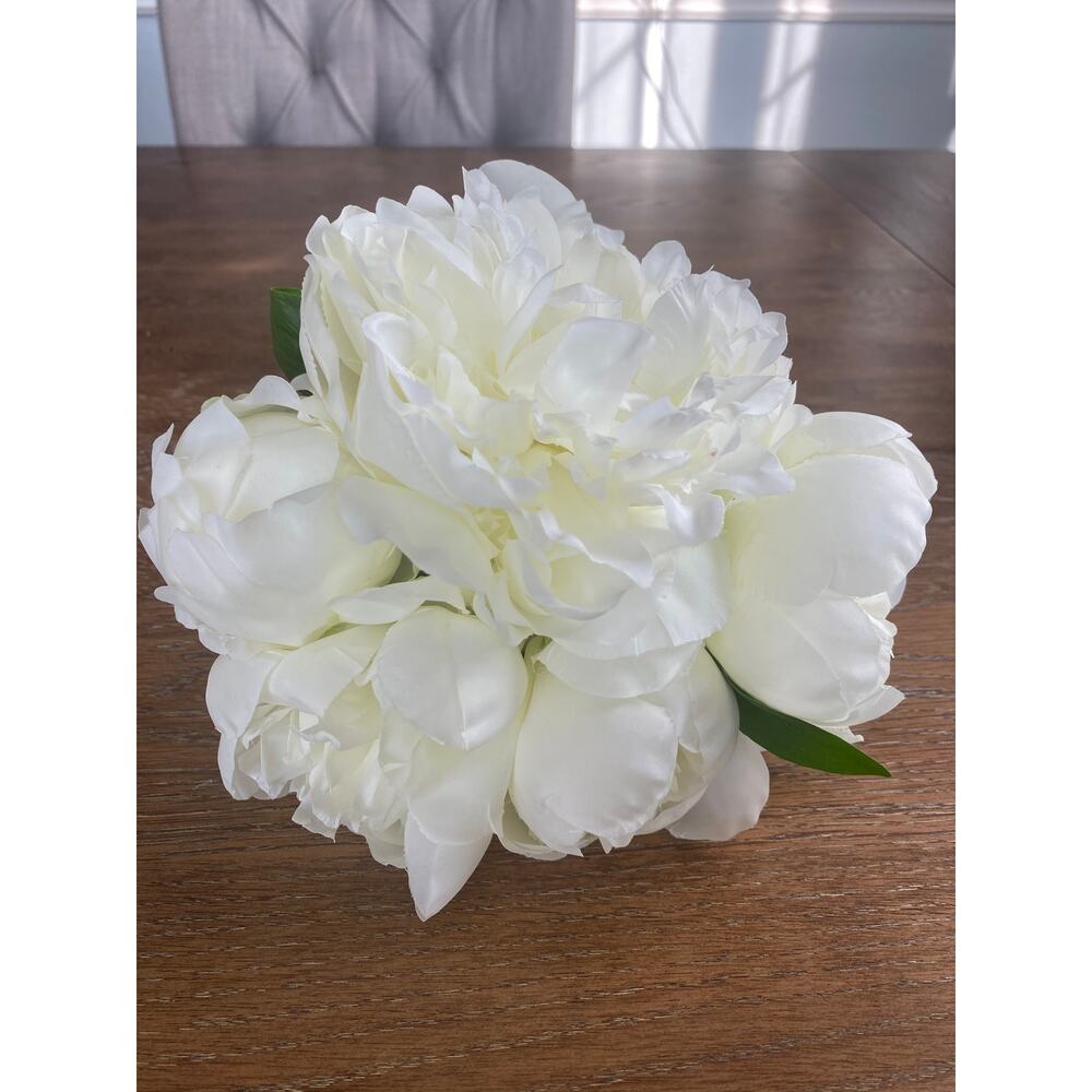 Cream White-colored Artificial Peony Bouquet 10"